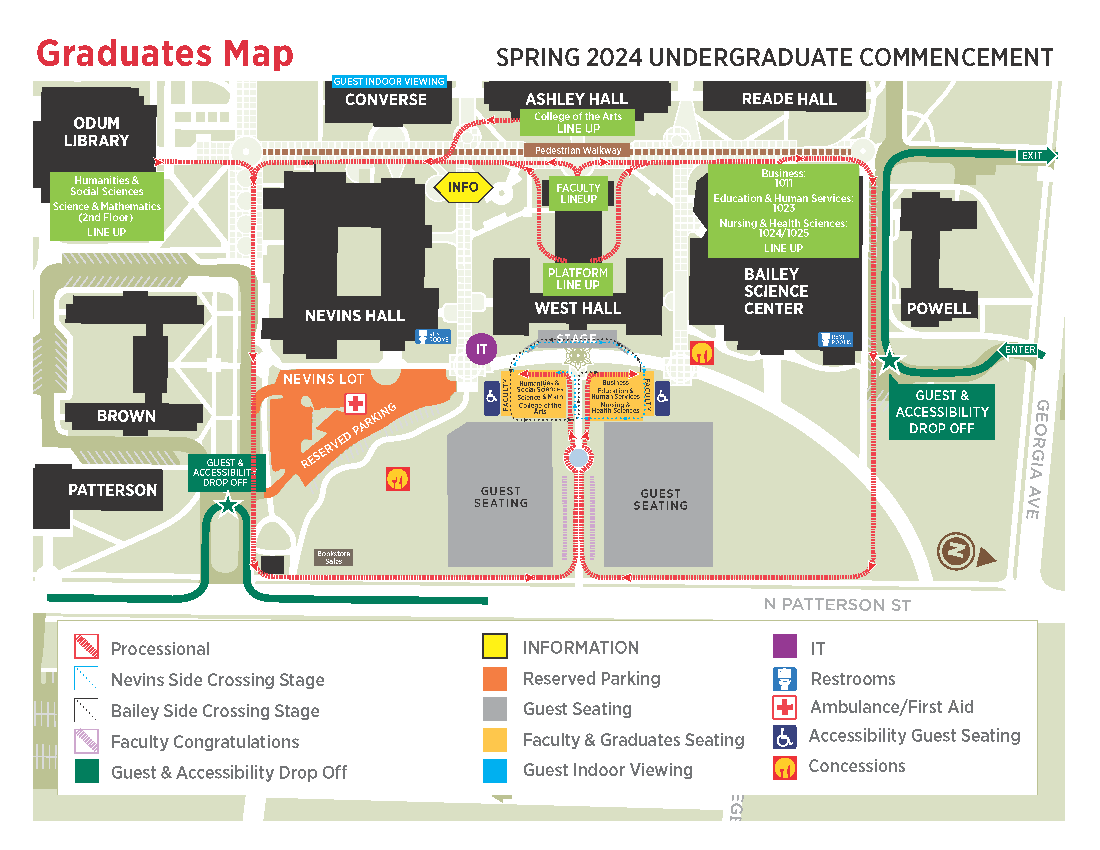 The Undergraduate Commencement Ceremony floor map Spring 2024